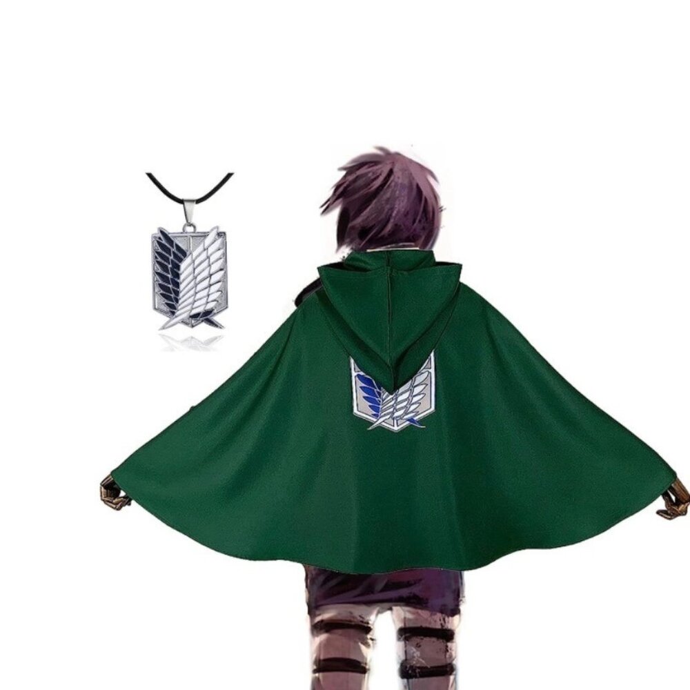 Anime Attack On Titan Green Hooded cape hooded Cloak Set